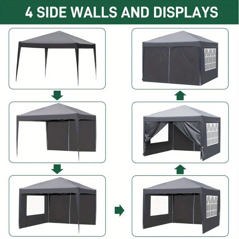 10' x 10' EZ Pop Up Gazebo Canopy Tent Camping Beach with 4 Removable Walls Bag