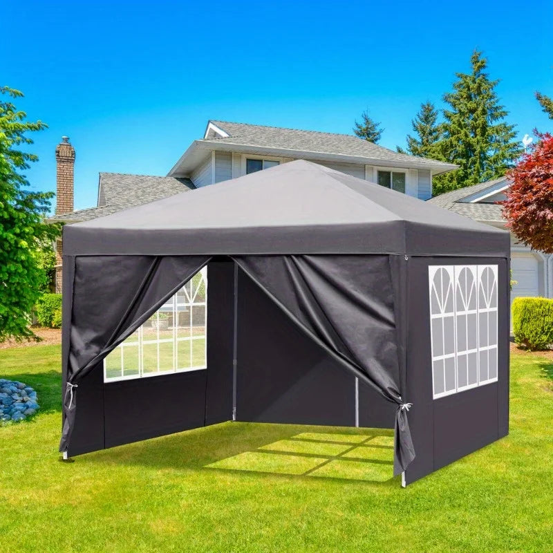 10' x 10' EZ Pop Up Gazebo Canopy Tent Camping Beach with 4 Removable Walls Bag