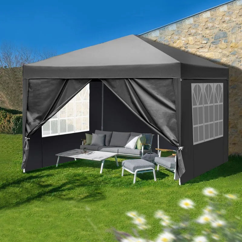 10' x 10' EZ Pop Up Gazebo Canopy Tent Camping Beach with 4 Removable Walls Bag