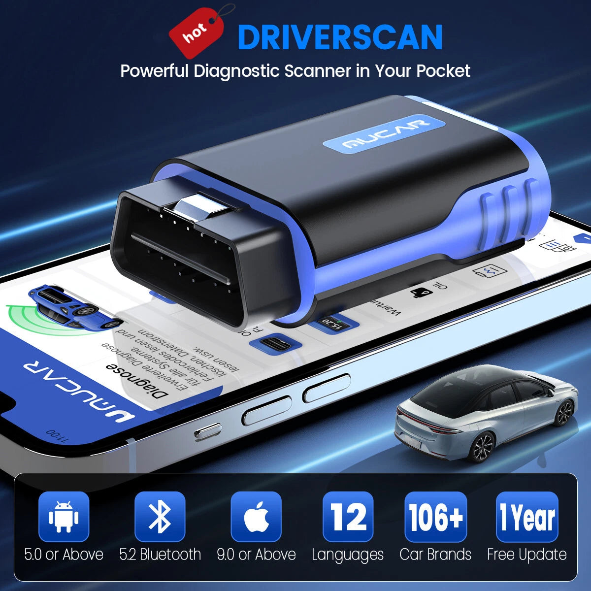 (Copy) MUCAR DriverScan Car OBD2 Reader Diagnostic Tool Scanner Full System Active Test