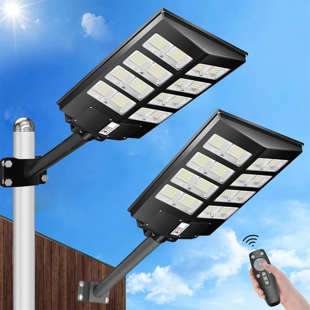 1000W Solar Street Lights Commercial Parking Lot Light Motion Sensor Road Lamp