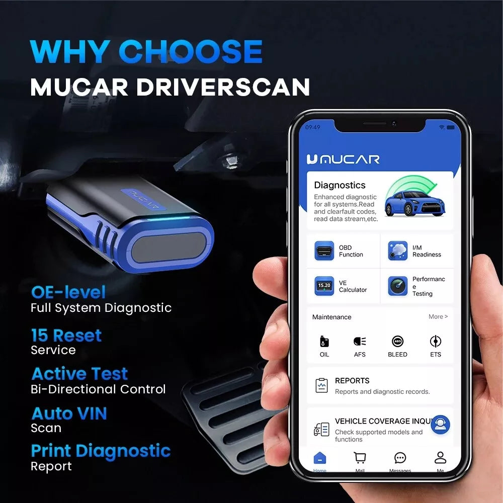 (Copy) MUCAR DriverScan Car OBD2 Reader Diagnostic Tool Scanner Full System Active Test