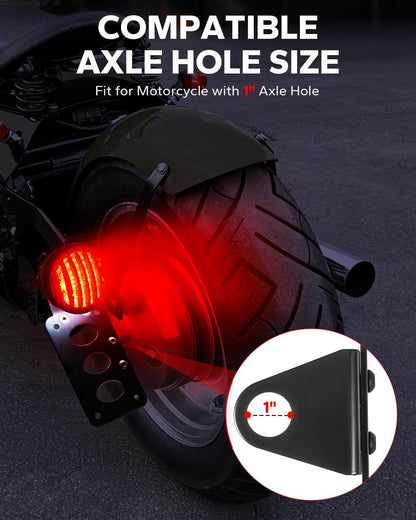1" Motorcycle LED Tail Brake Light with Bracket, IP67 Waterproof Motorcycle Side Mount License Plate Rear Light Compatible for Harley Sporster Bobber Chopper Yamaha Suzuki Honda Kawasaki
