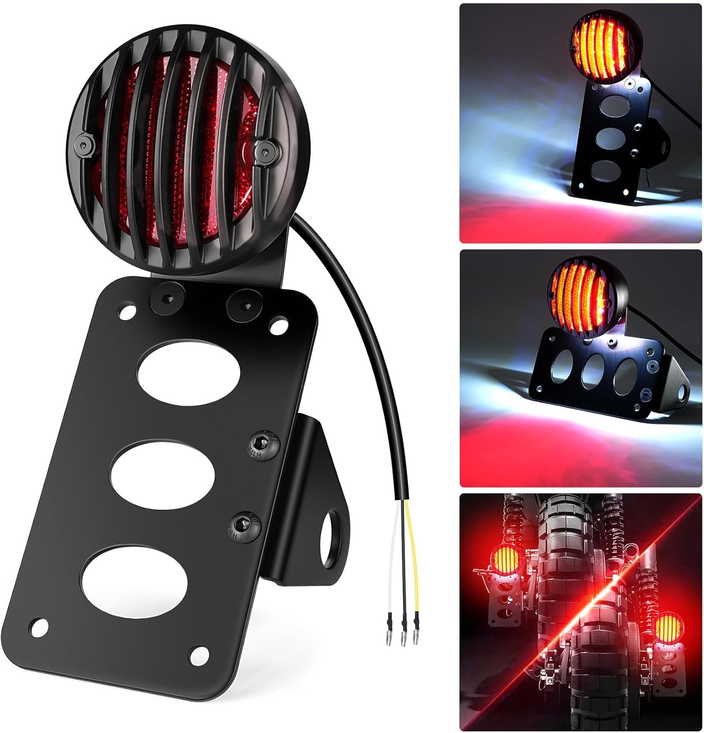 1" Motorcycle LED Tail Brake Light with Bracket, IP67 Waterproof Motorcycle Side Mount License Plate Rear Light Compatible for Harley Sporster Bobber Chopper Yamaha Suzuki Honda Kawasaki