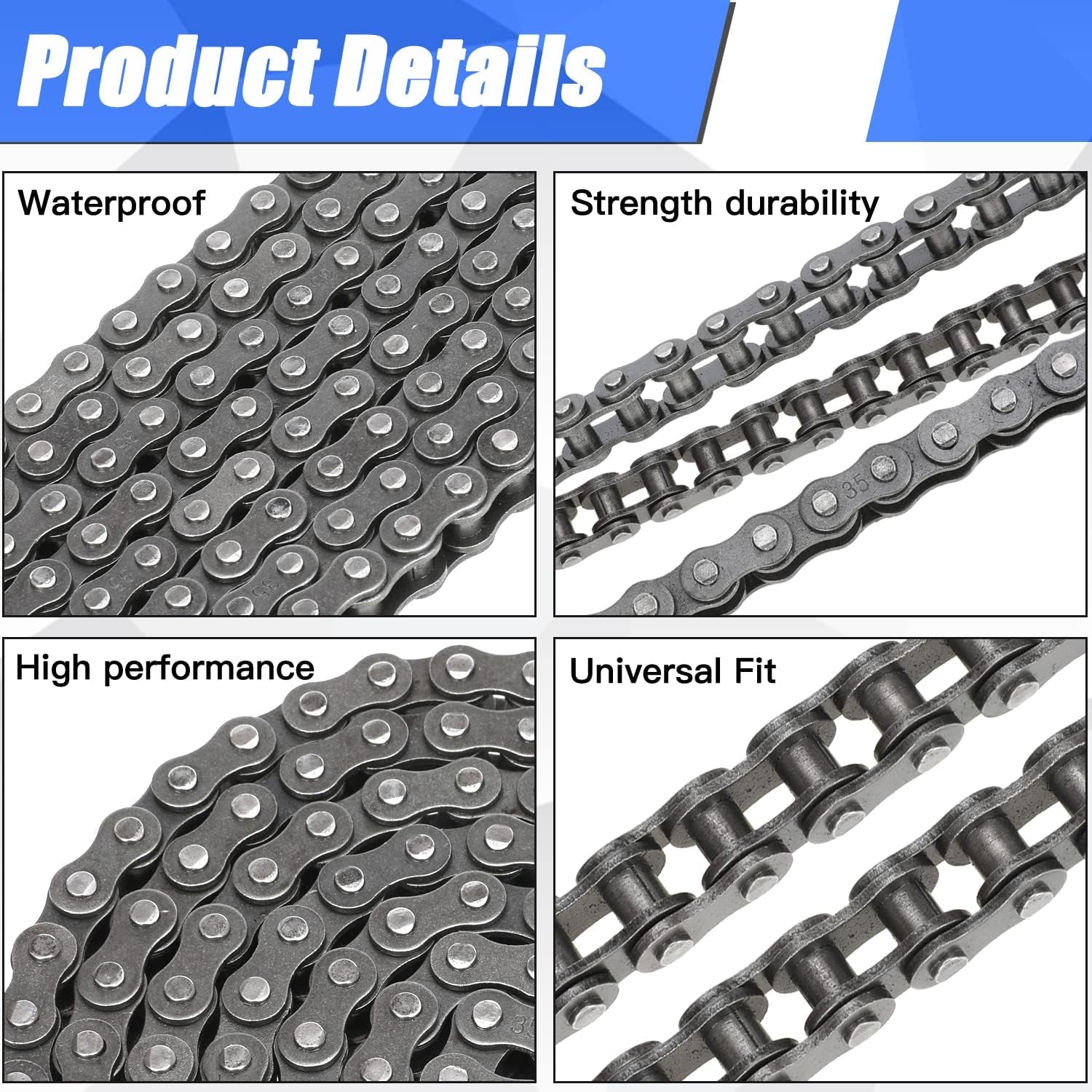 #35 Drive Chain Replacement for Mini Bike Coleman CT100U CC100X Baja DB30 Motovox MBX10 MBX11 Monster Moto Mega Moto MM-B80 Minibike Predator 79Cc 100Cc Engine Powersports Parts 140 Links