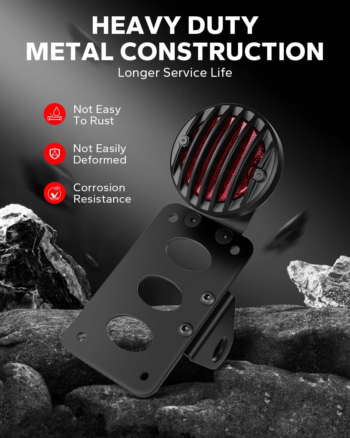 1" Motorcycle LED Tail Brake Light with Bracket, IP67 Waterproof Motorcycle Side Mount License Plate Rear Light Compatible for Harley Sporster Bobber Chopper Yamaha Suzuki Honda Kawasaki