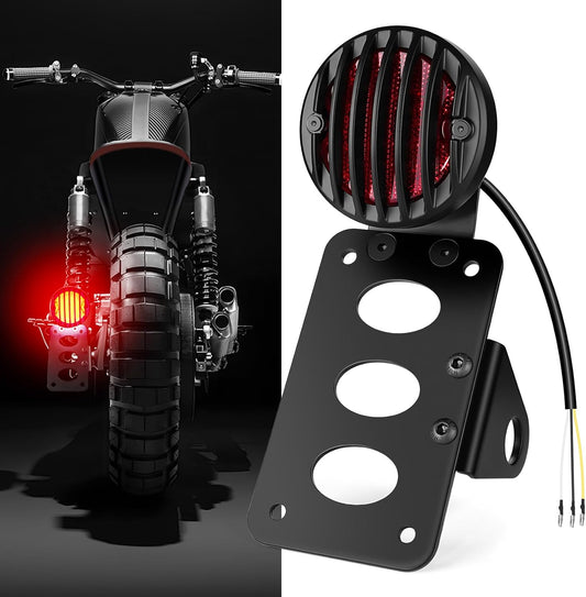 1" Motorcycle LED Tail Brake Light with Bracket, IP67 Waterproof Motorcycle Side Mount License Plate Rear Light Compatible for Harley Sporster Bobber Chopper Yamaha Suzuki Honda Kawasaki