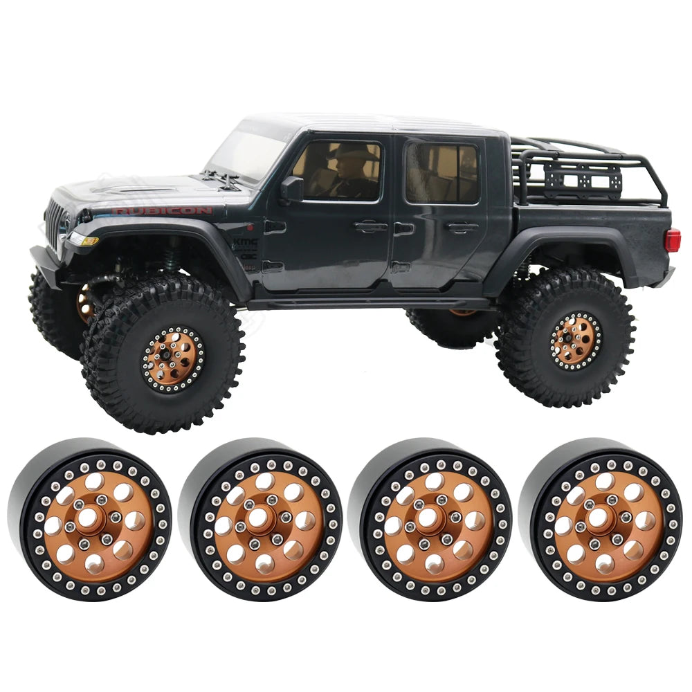 1/10 RC Crawler Car 1.9Inch Metal Beadlock 8 Round Hole Wheel Hub Rim for TRX4 Axial SCX10 III RBX10 Capra Accessories