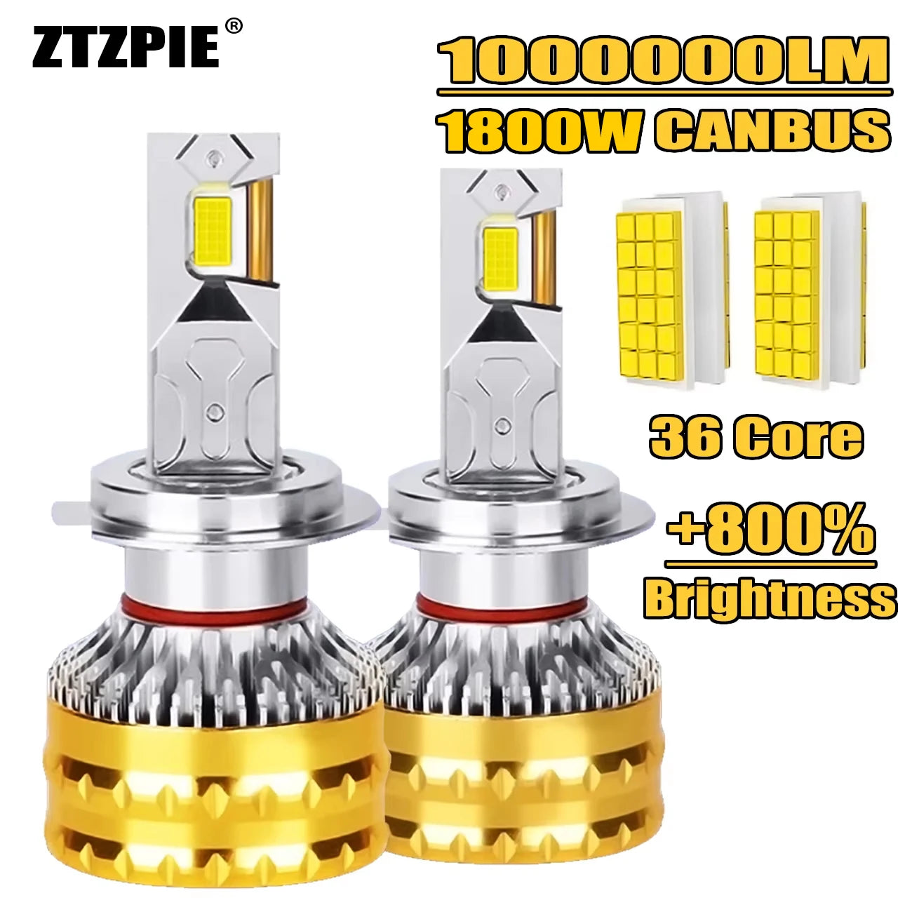 ZTZPIE 6500K HB3 HB4 9005 9006 H1 H7 H4 H11 Bulb Canbus Led Lamp CSP 9570 Power Car Headlight Light Fog Light 1800W 1000000LM