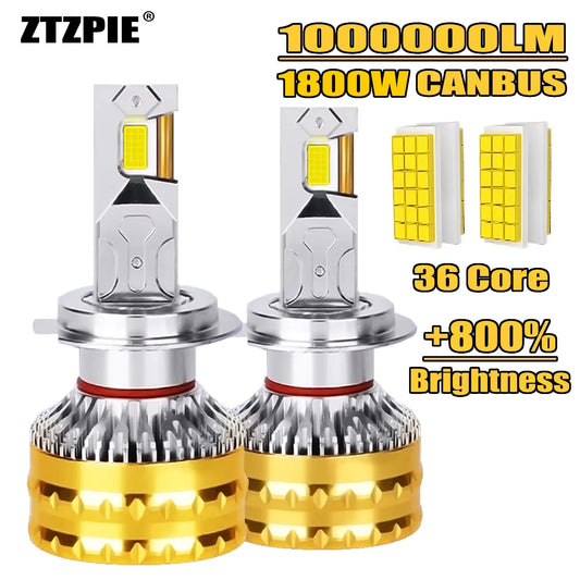 ZTZPIE 6500K HB3 HB4 9005 9006 H1 H7 H4 H11 Bulb Canbus Led Lamp CSP 9570 Power Car Headlight Light Fog Light 1800W 1000000LM