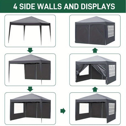 10' x 10' EZ Pop Up Gazebo Canopy Tent Camping Beach with 4 Removable Walls Bag