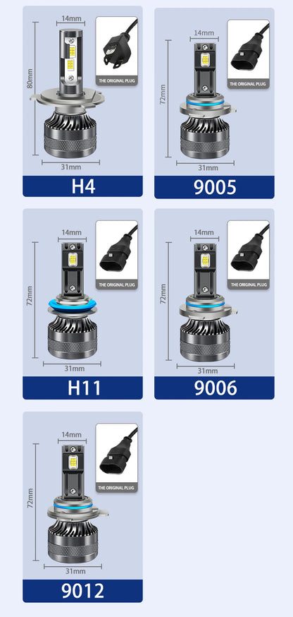 ZTZPIE Car Light 300000lm 600w LED CANBUS Headlight Bulbs H1 H4 H7 H11 9005HB3 9006HB4 Spotlight 12 Core High-power Fog Light