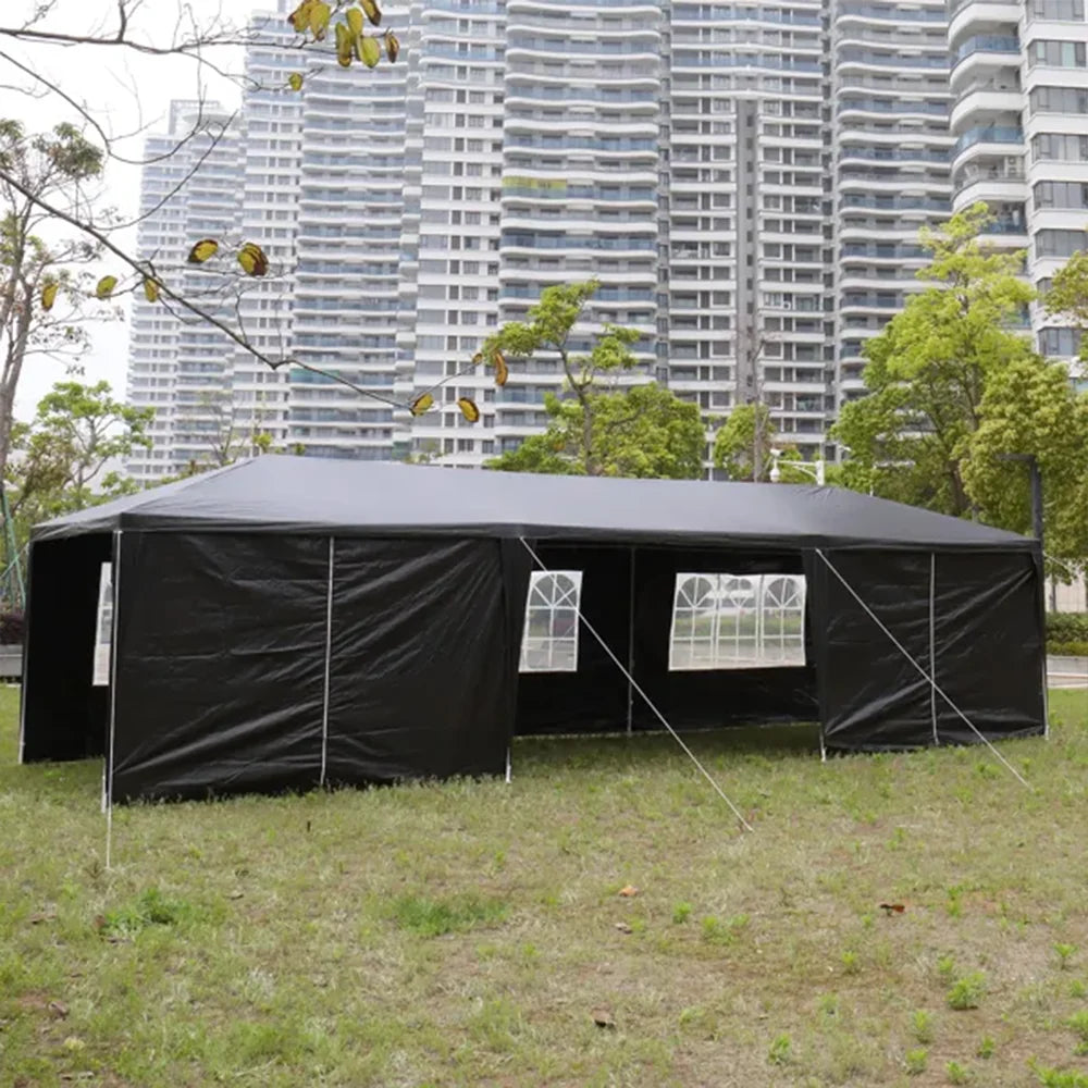 10'x30' Black Outdoor Party Tent with 8 Removable Sidewalls Waterproof Canopy Patio Wedding Gazebo