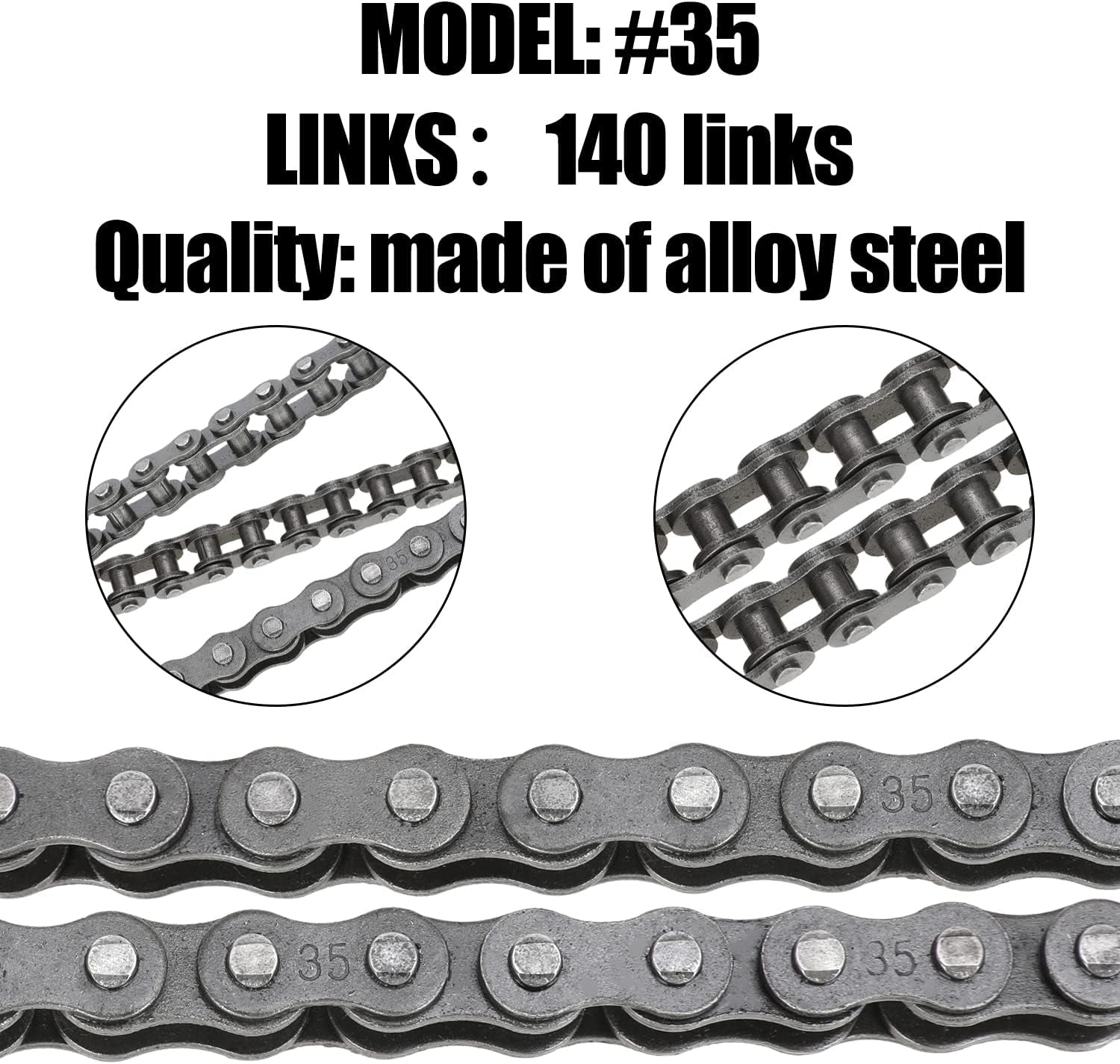 #35 Drive Chain Replacement for Mini Bike Coleman CT100U CC100X Baja DB30 Motovox MBX10 MBX11 Monster Moto Mega Moto MM-B80 Minibike Predator 79Cc 100Cc Engine Powersports Parts 140 Links