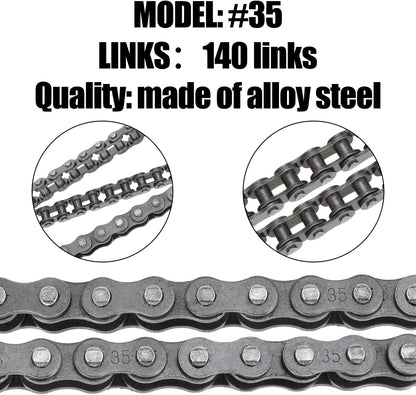 #35 Drive Chain Replacement for Mini Bike Coleman CT100U CC100X Baja DB30 Motovox MBX10 MBX11 Monster Moto Mega Moto MM-B80 Minibike Predator 79Cc 100Cc Engine Powersports Parts 140 Links