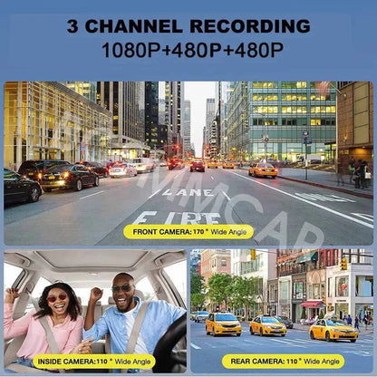 1080P Car Dash Cam DVR Video Recorder Front/Interior/Rear Camera Night Vision