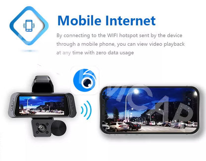 1080P Car Dash Cam DVR Video Recorder Front/Interior/Rear Camera Night Vision