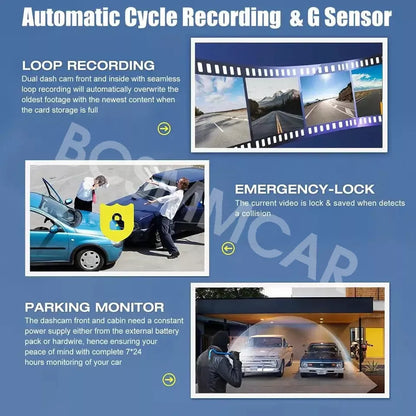 1080P Car Dash Cam DVR Video Recorder Front/Interior/Rear Camera Night Vision